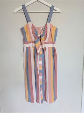 Madewell Tie-Front Cutout Dress In Sherbet Stripe, Size 4